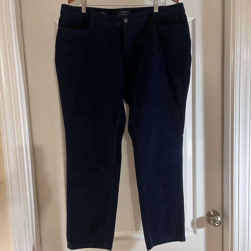Talbots Navy Blue Corduroy Pants Straight-Leg style Size 18W